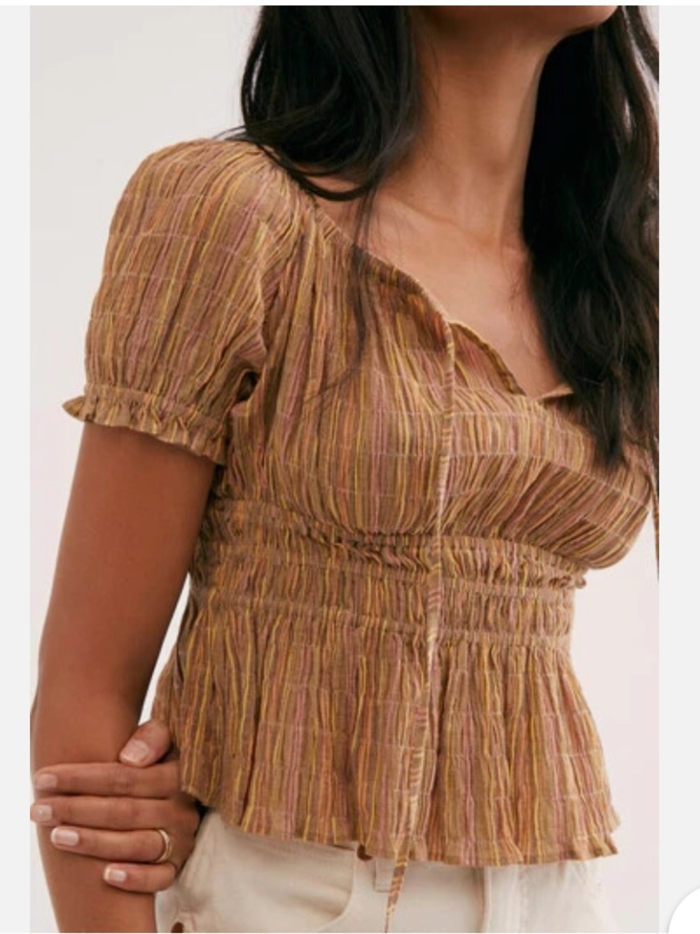 Free People Smocked Striped Top
